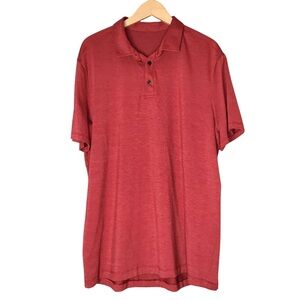 Lululemon Polo Short Sleeve Golf Shirt Red Orange ESTIMATED Size Large Men's